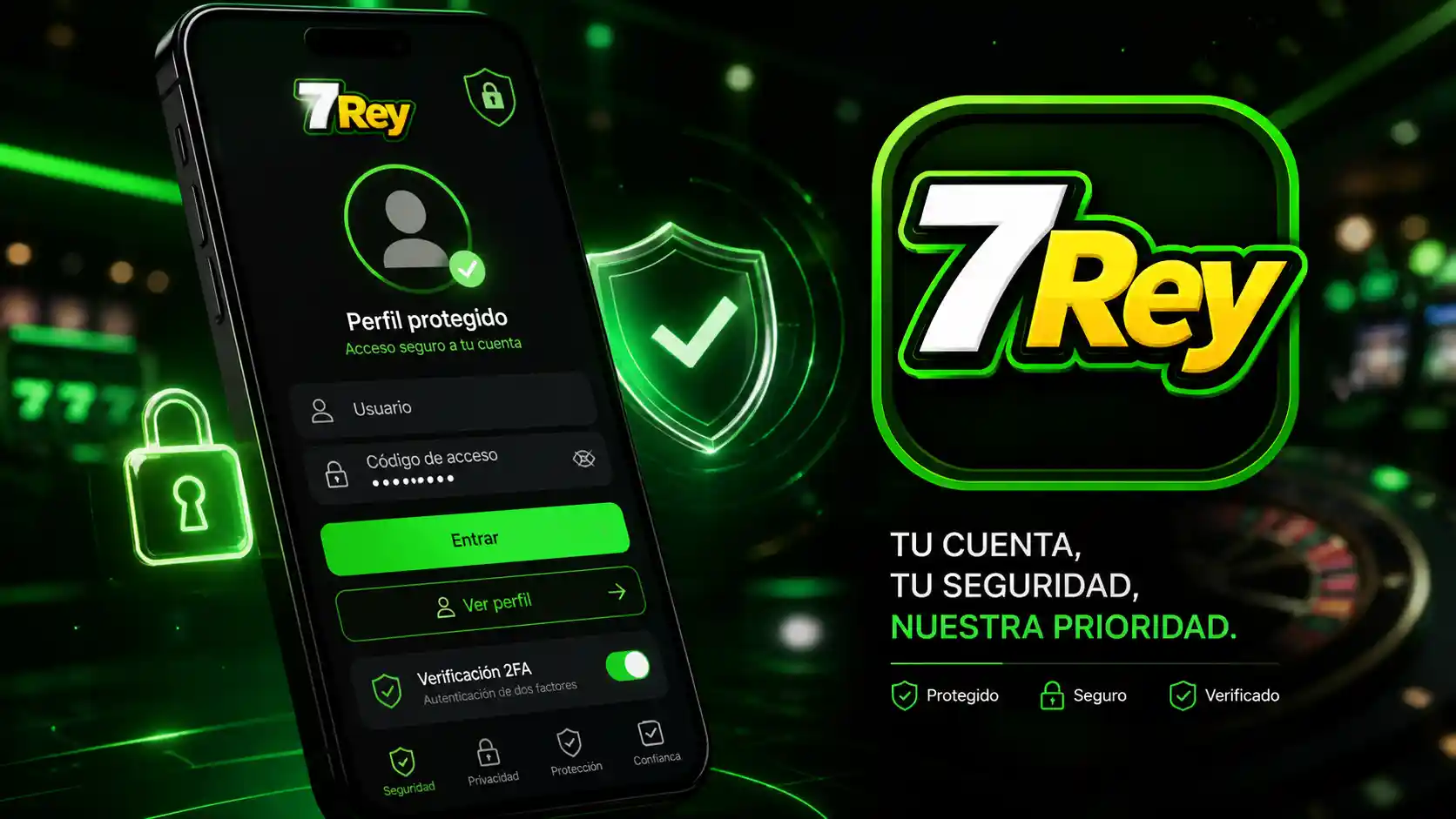 Acceso móvil a una cuenta registrada de 7Rey