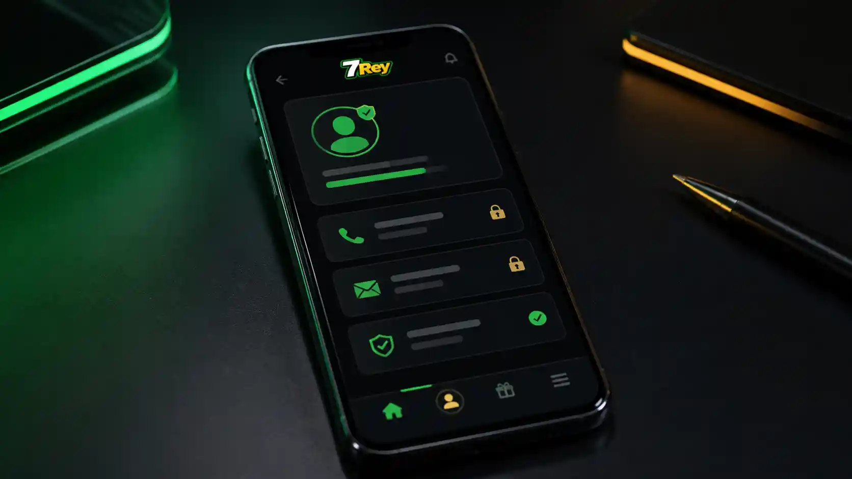 Revisión de datos y estado de cuenta 7Rey en un teléfono Android