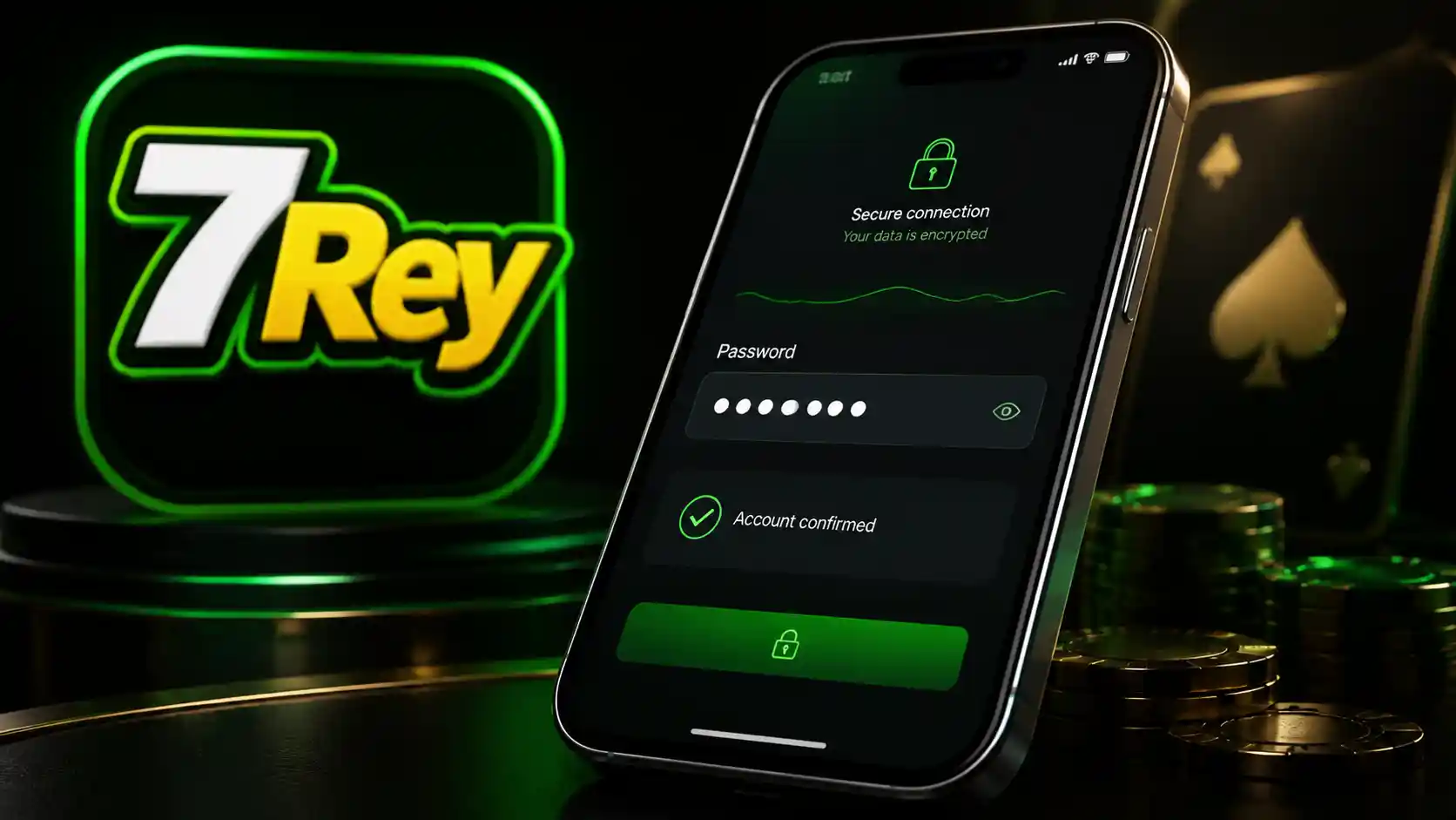 Acceso móvil a 7Rey mediante contraseña en un teléfono