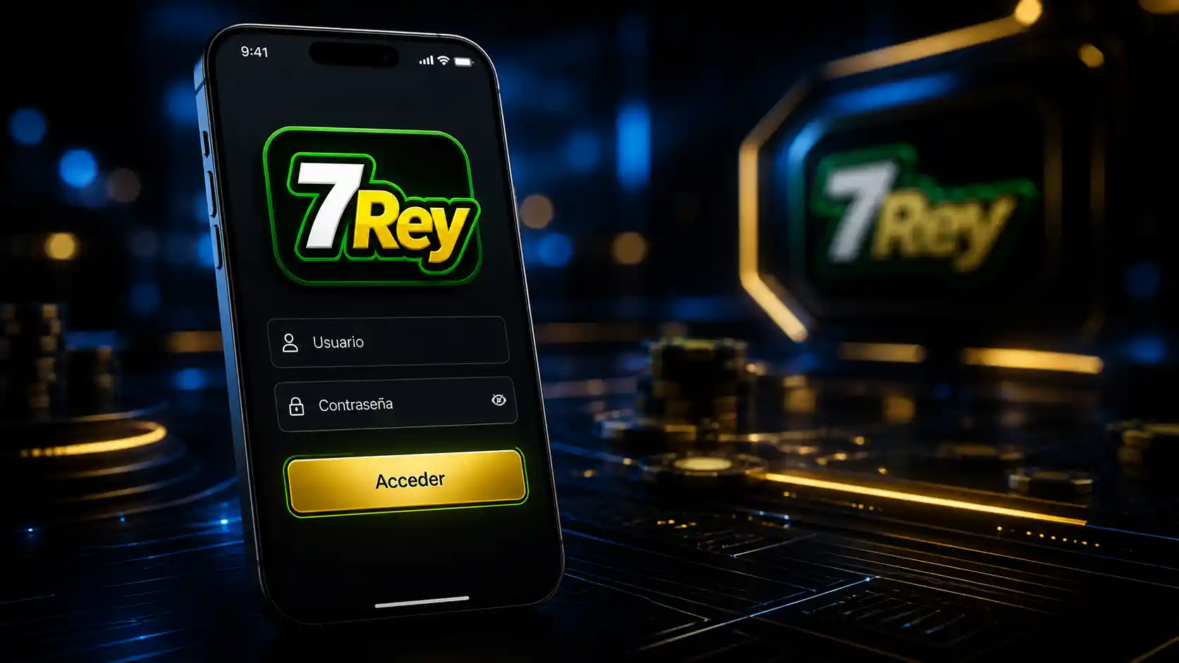 Pantalla de inicio de sesión de 7Rey en un iPhone con iOS