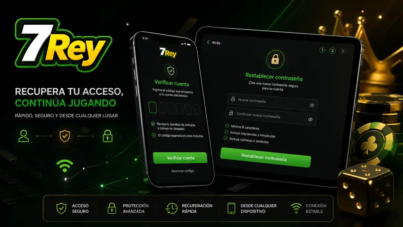 Recuperación de acceso a la cuenta de 7Rey desde iPhone y iPad