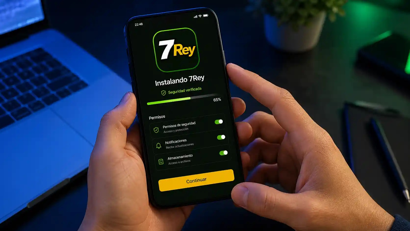 Instalación de la aplicación 7Rey en un teléfono Android