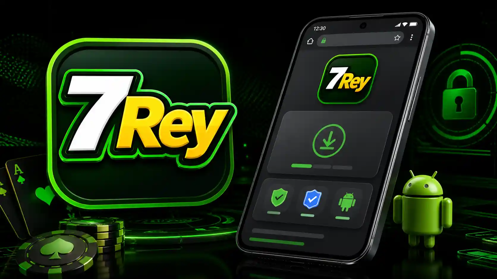 Teléfono Android mostrando la descarga de la aplicación de 7Rey