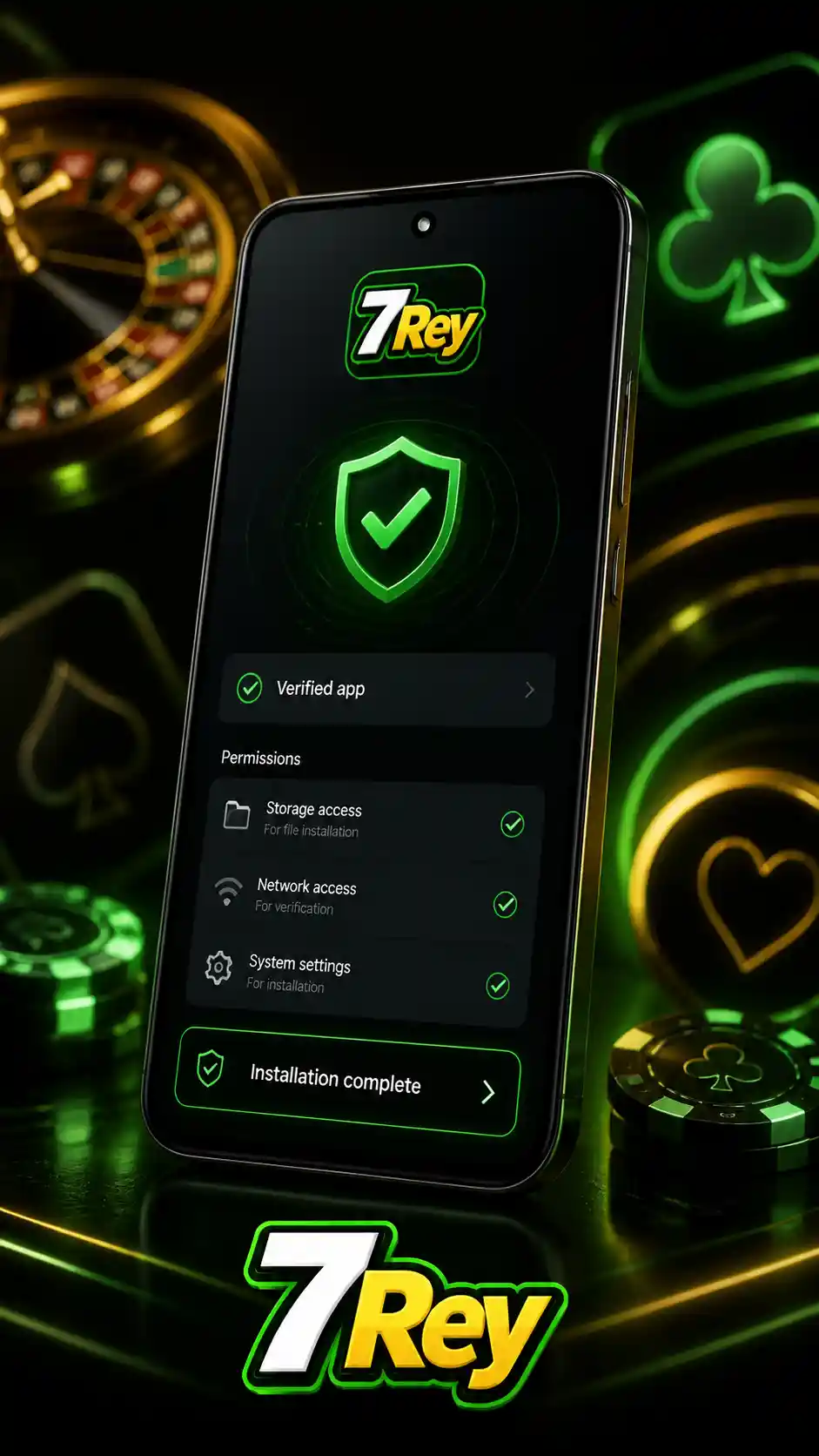 Proceso de instalación de 7Rey en un teléfono Android