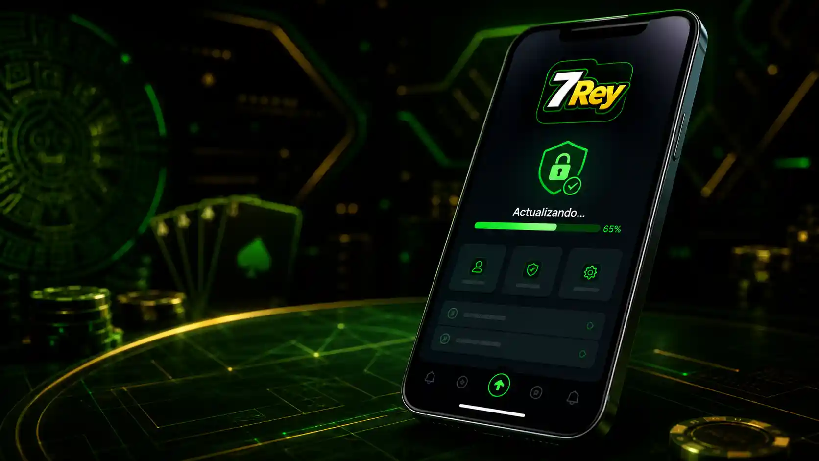 Smartphone mostrando la actualización de la aplicación móvil de 7Rey