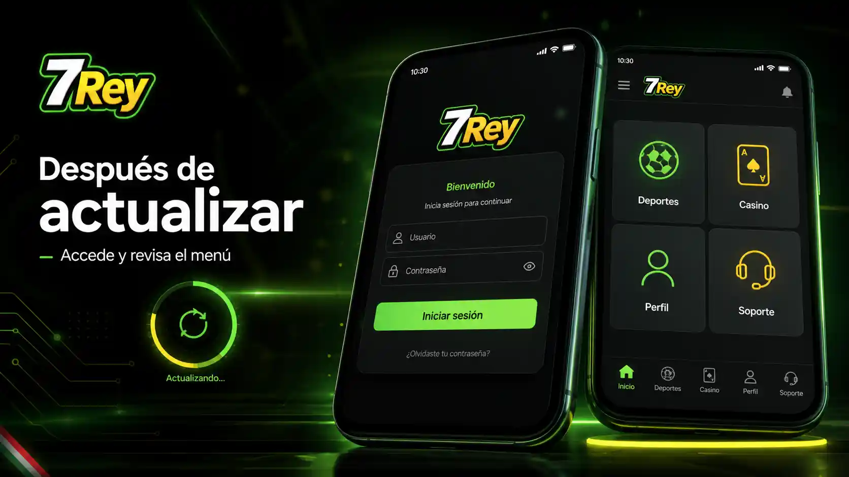 Acceso a la aplicación móvil de 7Rey después de una actualización