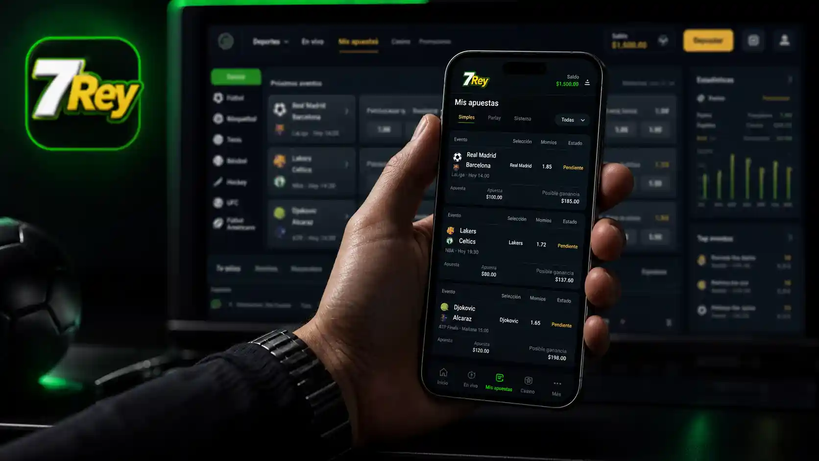 Consulta del estado de una apuesta de 7Rey desde un iPhone