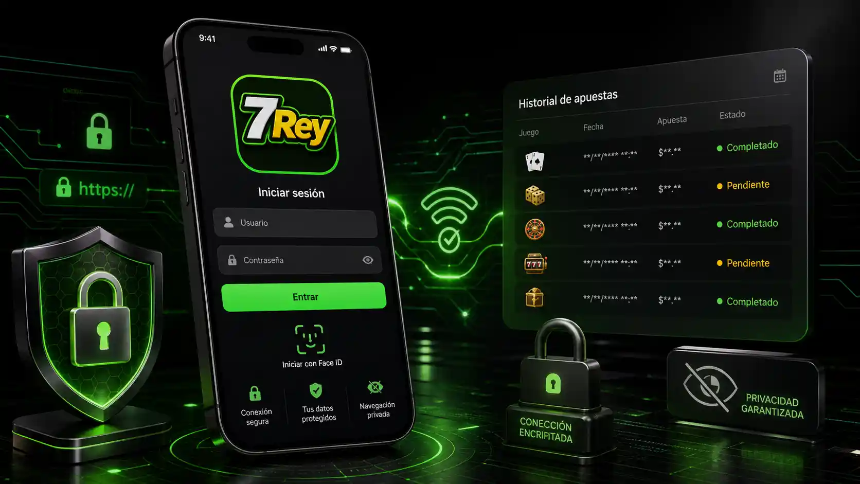 Acceso seguro a 7Rey y revisión del historial de apuestas en iOS