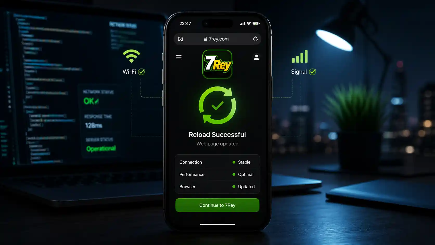 Comprobación de conexión y navegador para acceder a 7Rey desde el móvil