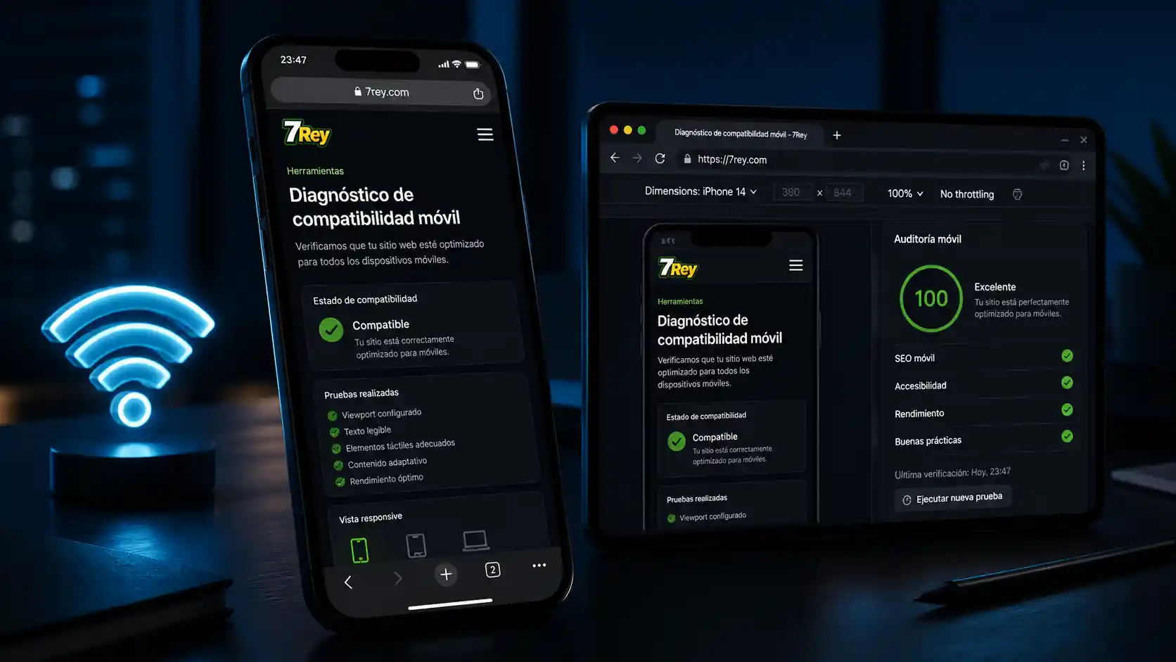 Revisión de conexión y navegador para usar 7Rey en el celular