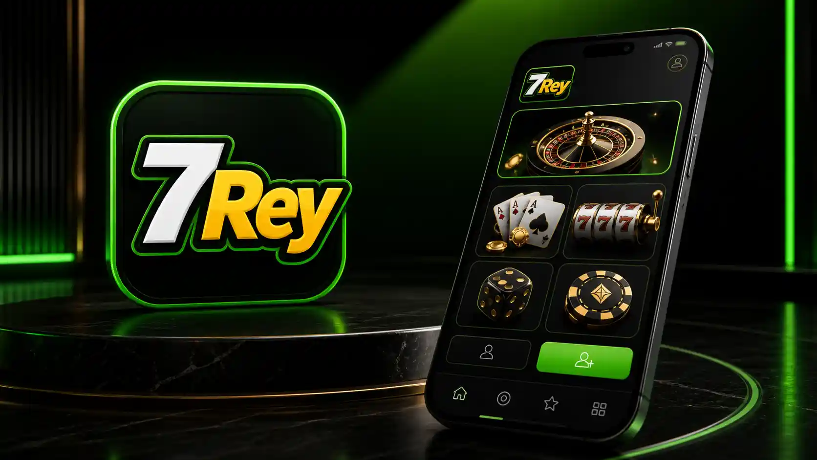 Celular mostrando la aplicación de 7Rey lista para abrirse