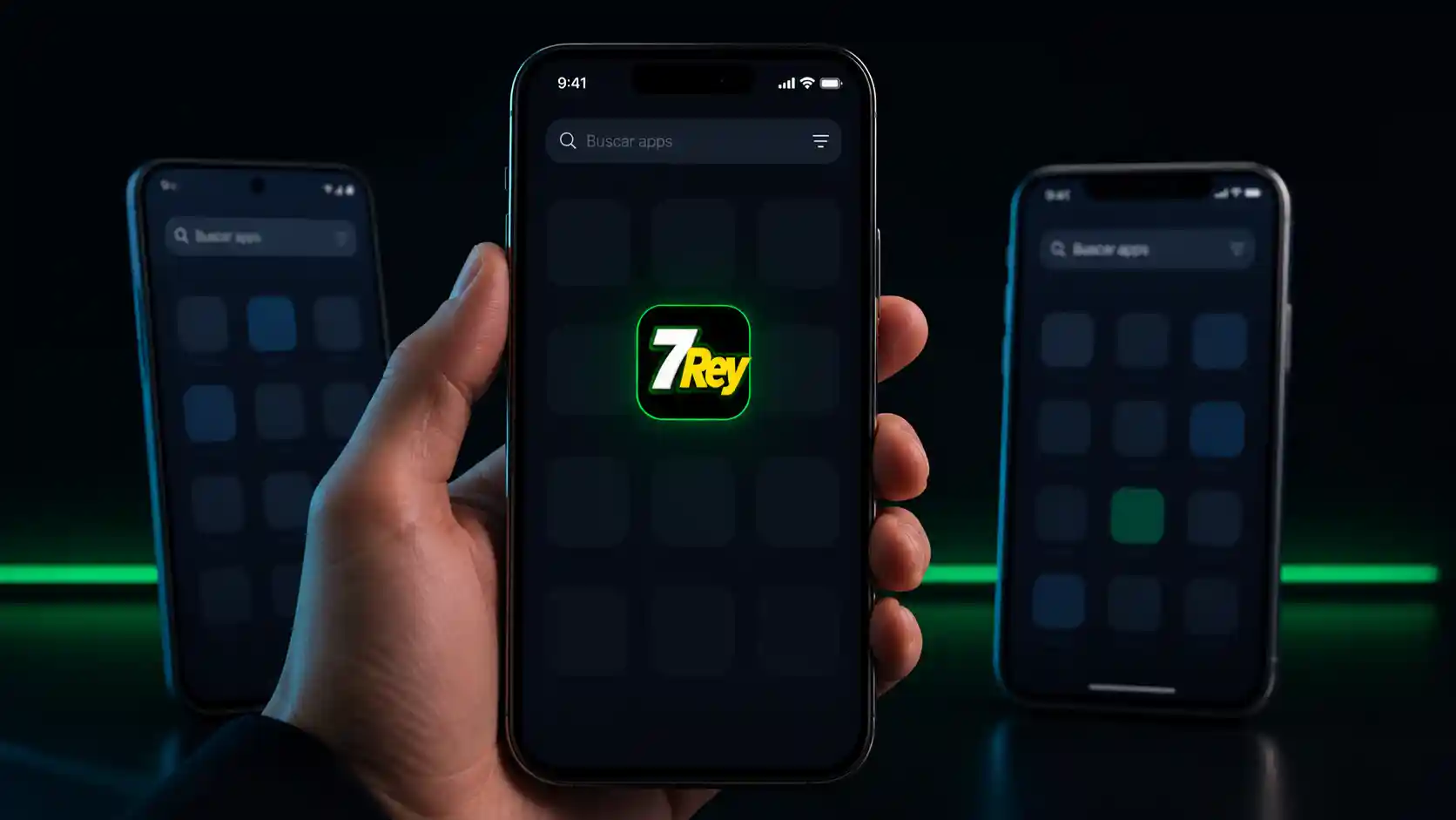 Búsqueda de la app de 7Rey en un celular después de instalarla