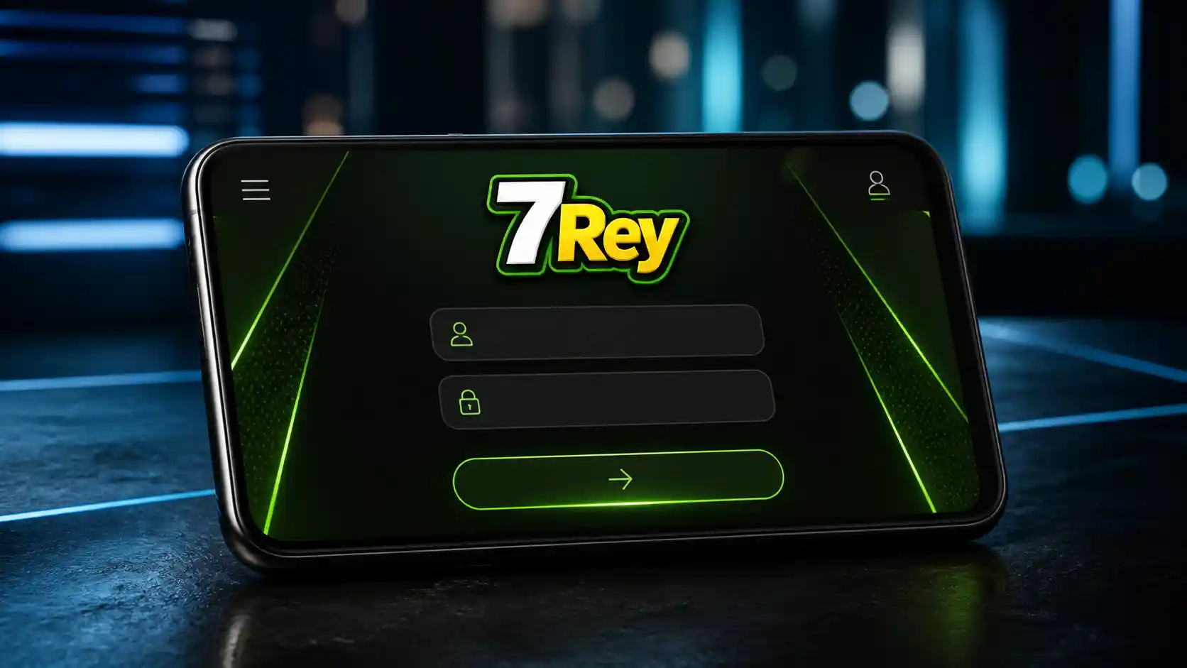 Pantalla de acceso de la app móvil de 7Rey