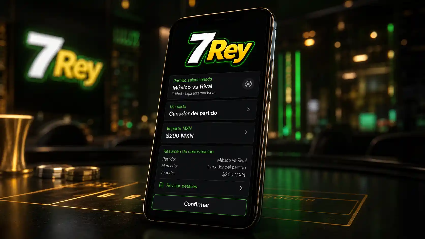 Cupón de apuestas deportivas de 7Rey revisado desde un smartphone