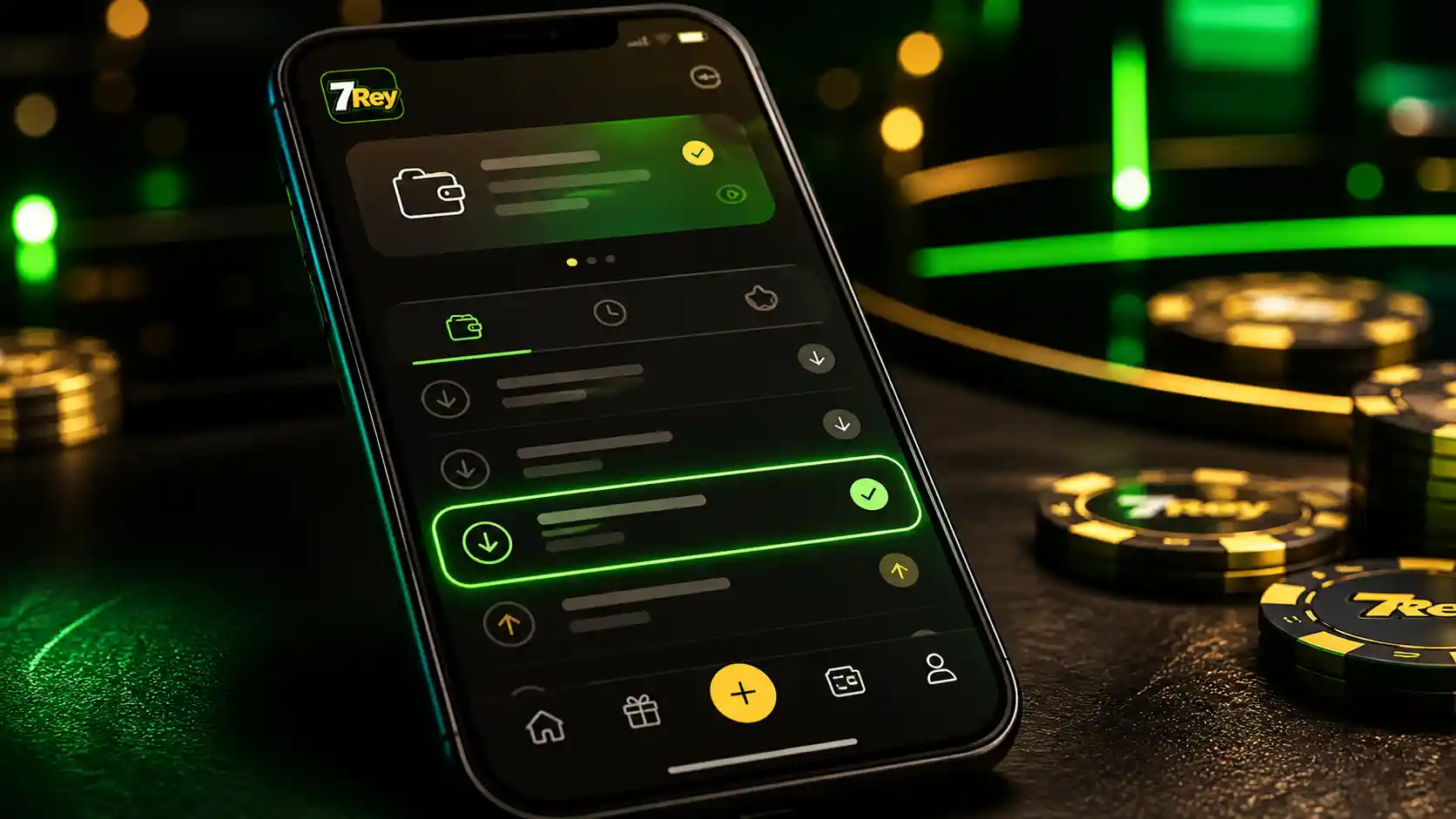 App de 7Rey mostrando el historial de un depósito en el móvil