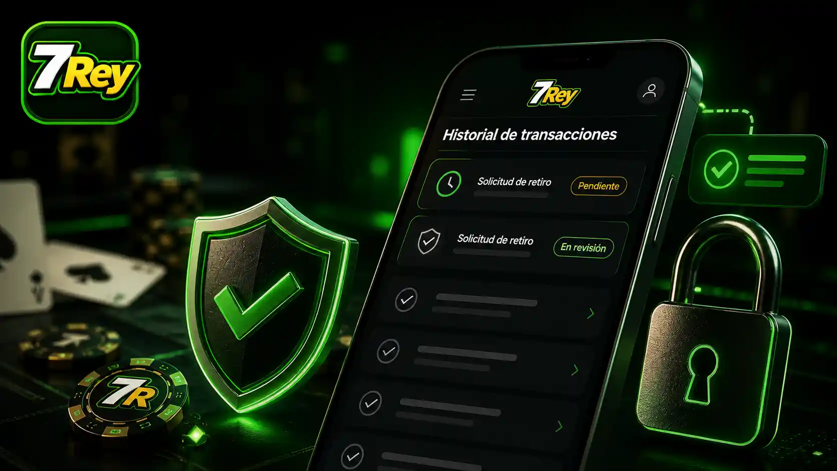 Historial de una solicitud de retiro en la app de 7Rey