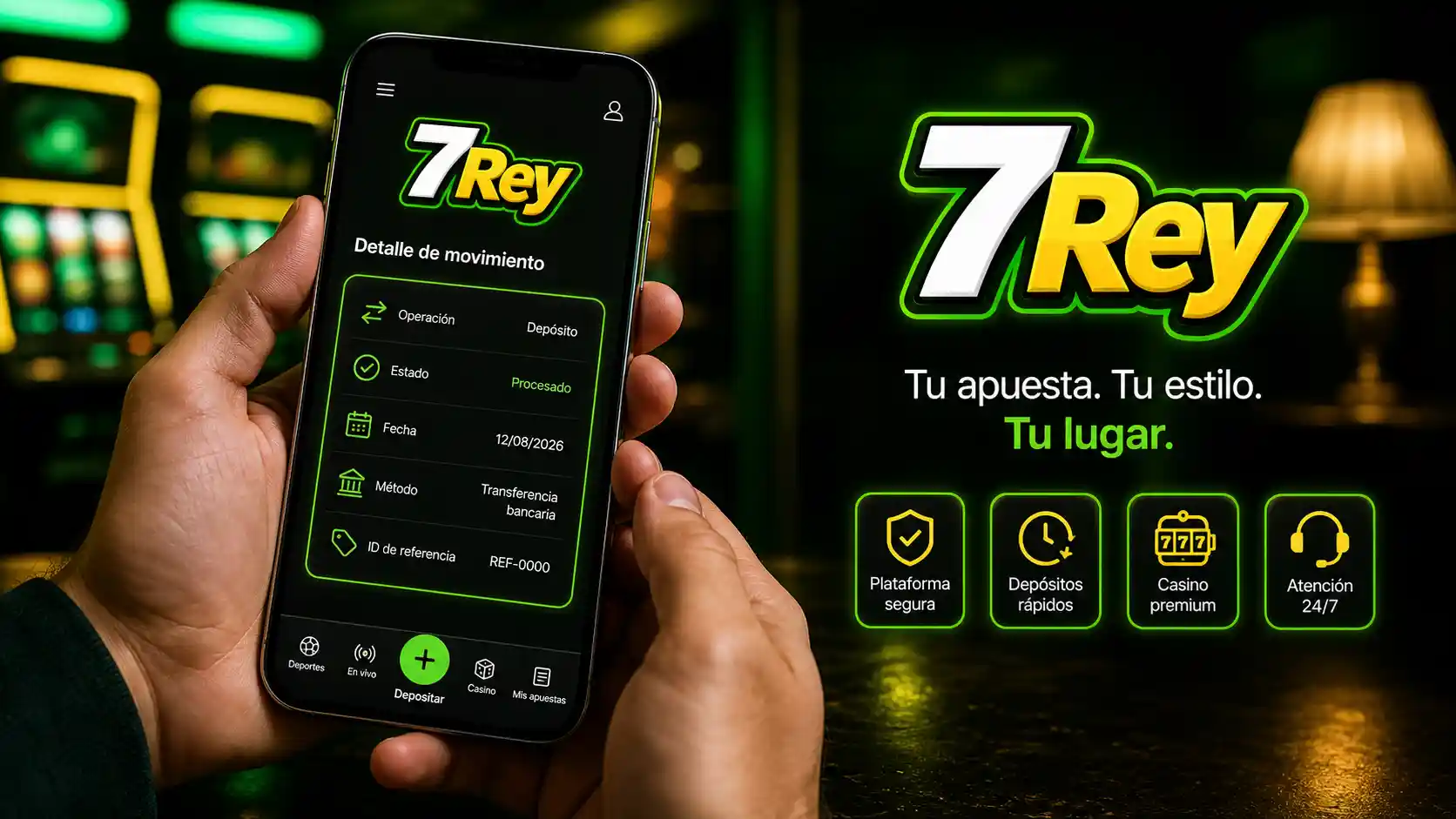 Consulta móvil del detalle de una transacción en 7Rey