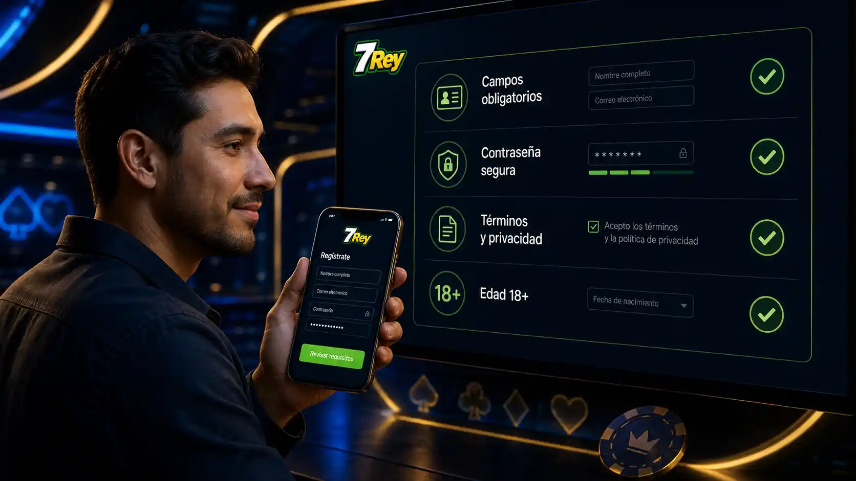 Lista de comprobación de requisitos para registrarse en 7Rey