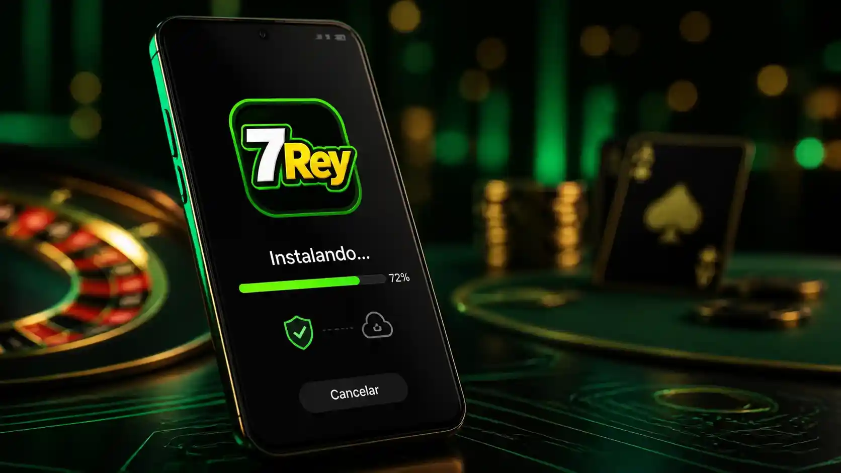 Instalación de la aplicación móvil de 7Rey en un teléfono Android