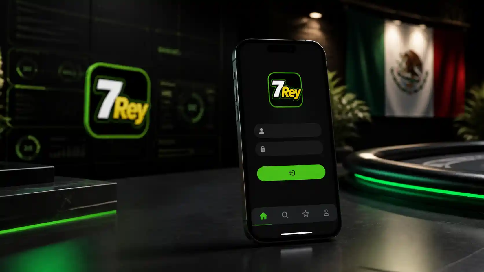 Pantalla de inicio de sesión de la app móvil de 7Rey