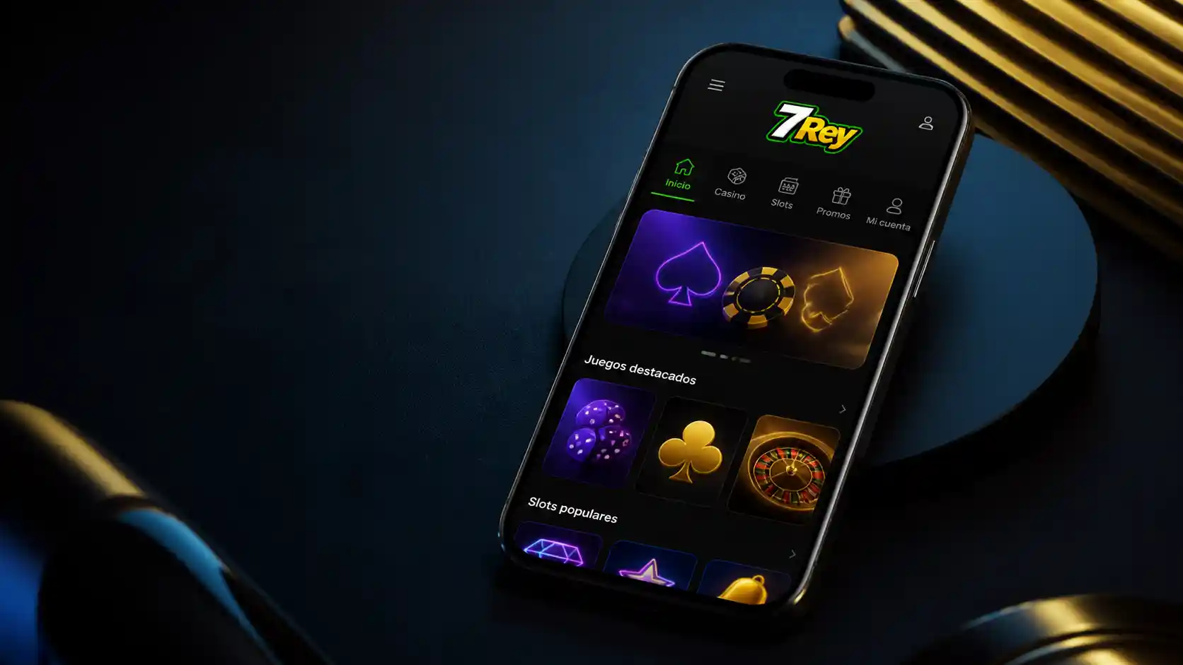 iPhone mostrando el acceso móvil a 7Rey desde iOS