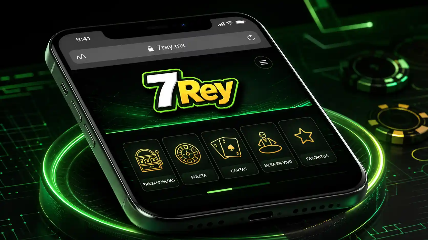 Sección de casino de 7Rey abierta en un dispositivo iOS