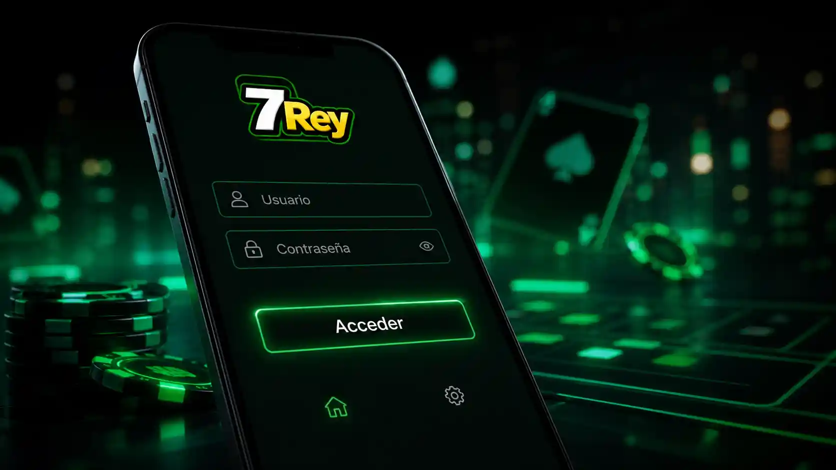 Pantalla de inicio de sesión de 7Rey en un teléfono móvil