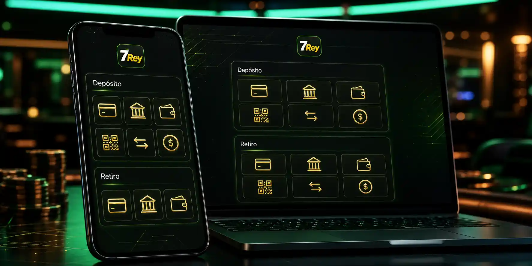 Área de pagos de 7Rey para consultar depósitos y retiros