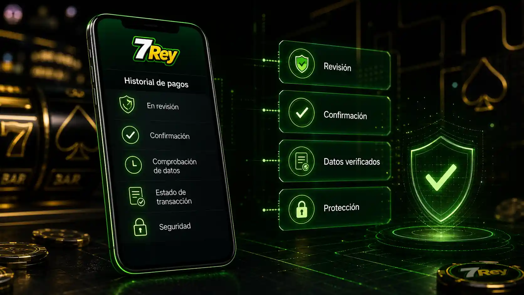 Historial de transacciones y estado de pagos en 7Rey