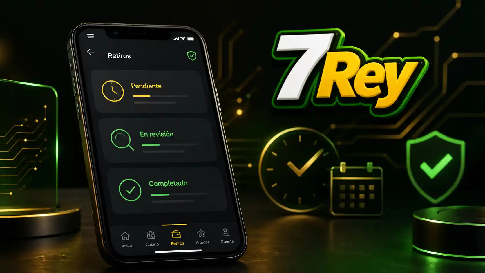 Panel móvil de estado de retiro en una plataforma de casino online