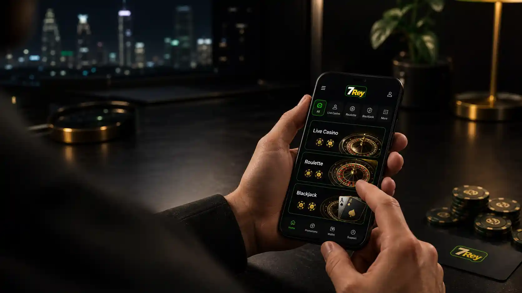 Consulta del catálogo de juegos de casino de 7Rey desde un celular