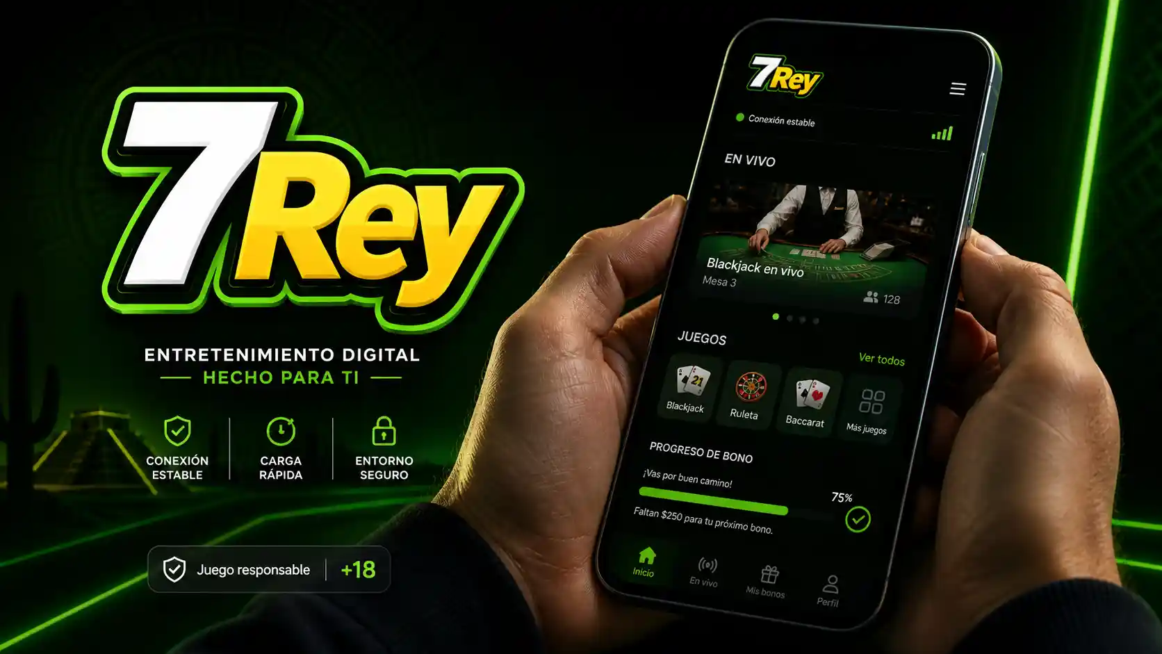 Uso del casino en vivo de 7Rey desde un celular