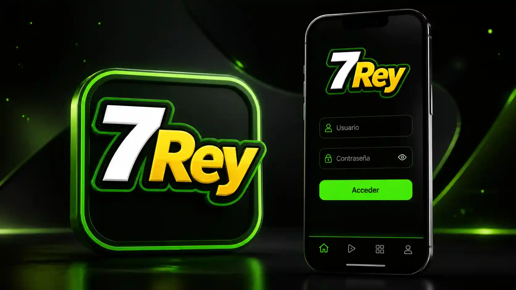 Pantalla móvil de acceso a 7Rey desde un celular