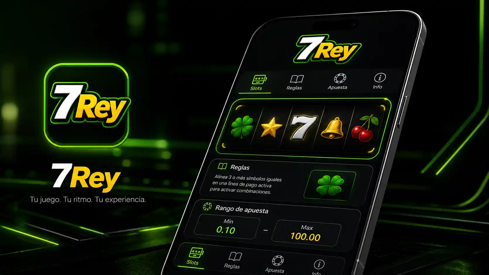 Ficha de una tragamonedas de 7Rey consultada desde un teléfono