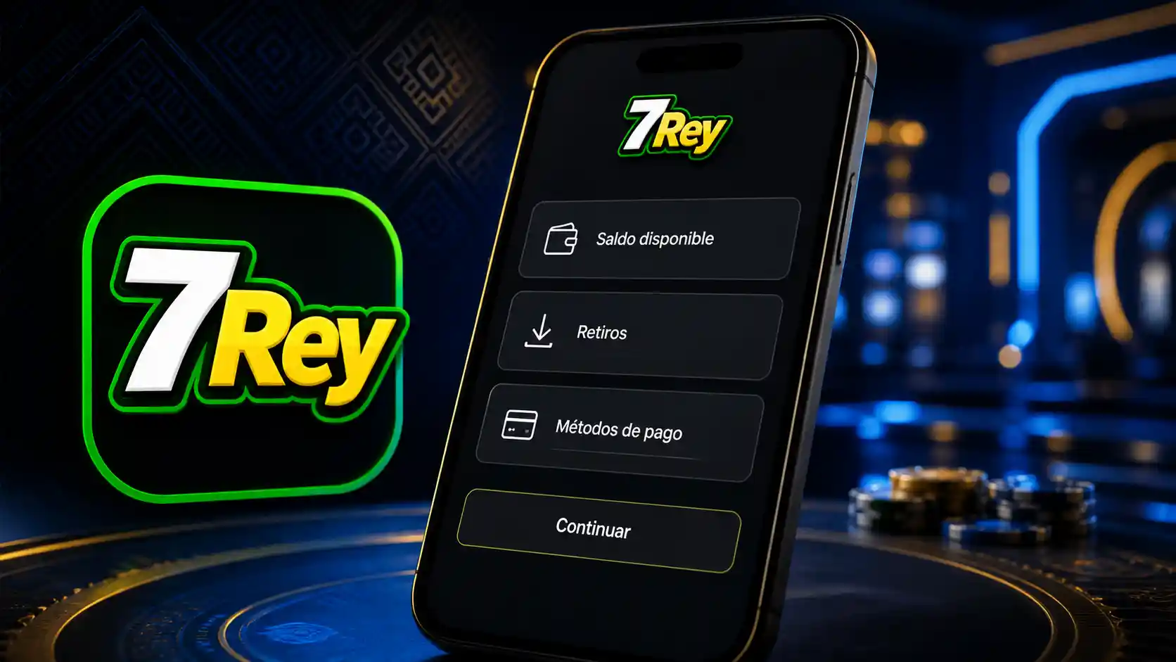 Cuenta móvil de 7Rey mostrando la sección de saldo y retiros
