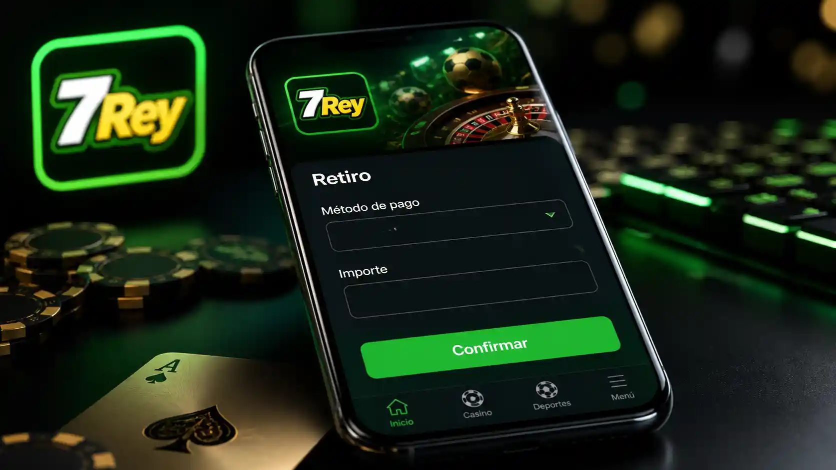 Formulario móvil de 7Rey para solicitar un retiro de saldo