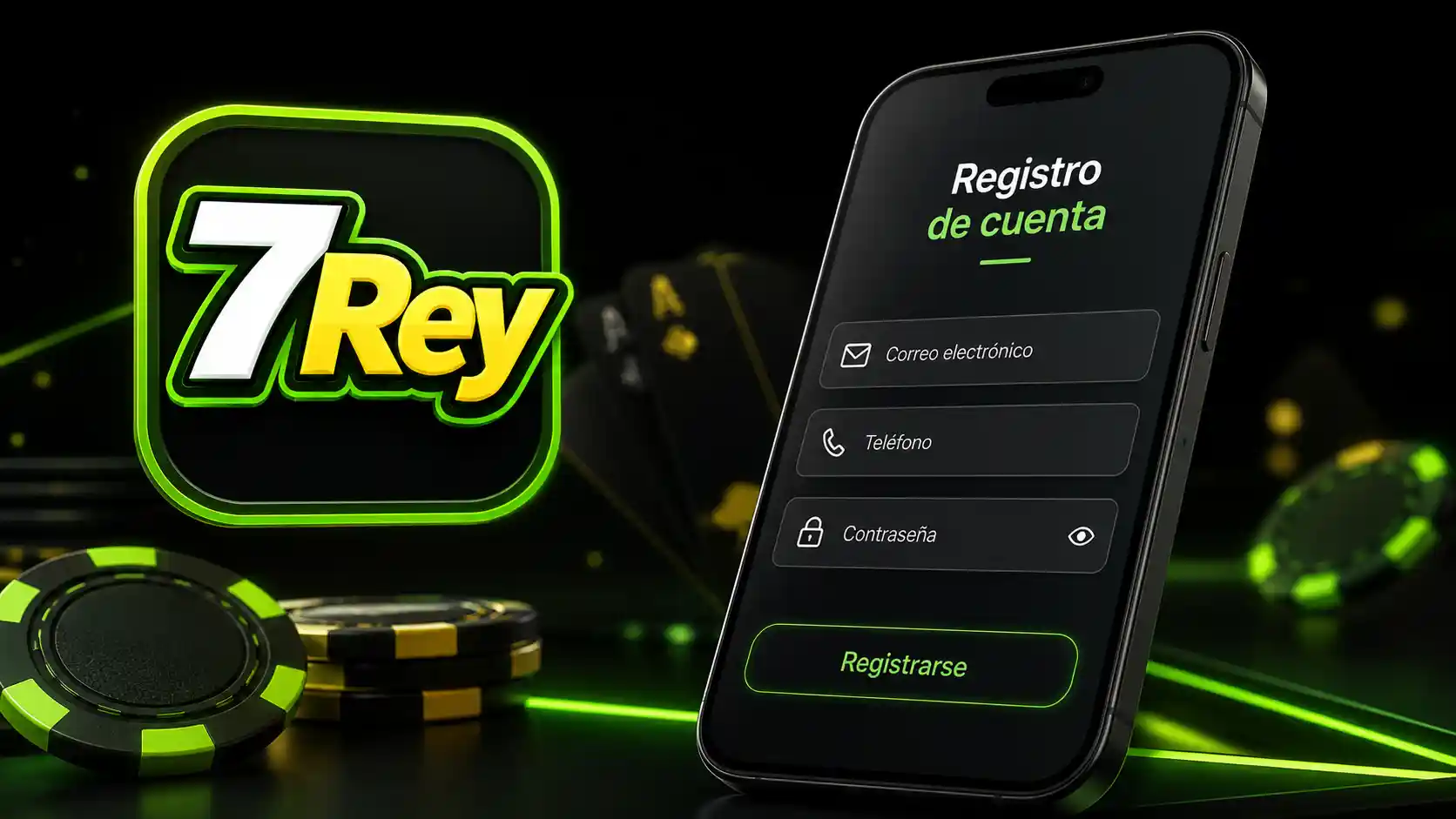 Formulario de registro de cuenta de 7Rey en un teléfono móvil