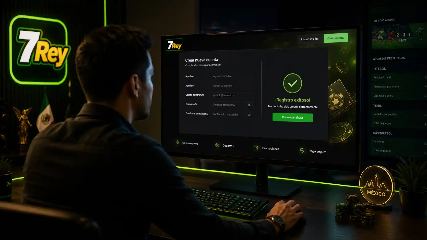 Revisión de datos durante el registro de cuenta en 7Rey
