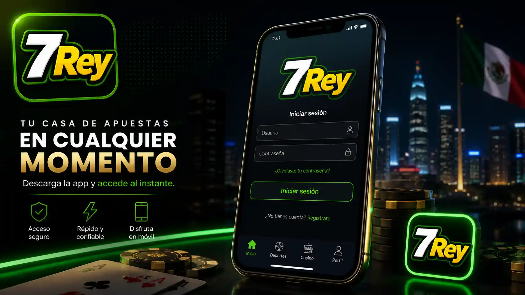 Acceso móvil a la aplicación de apuestas de 7Rey después de la instalación