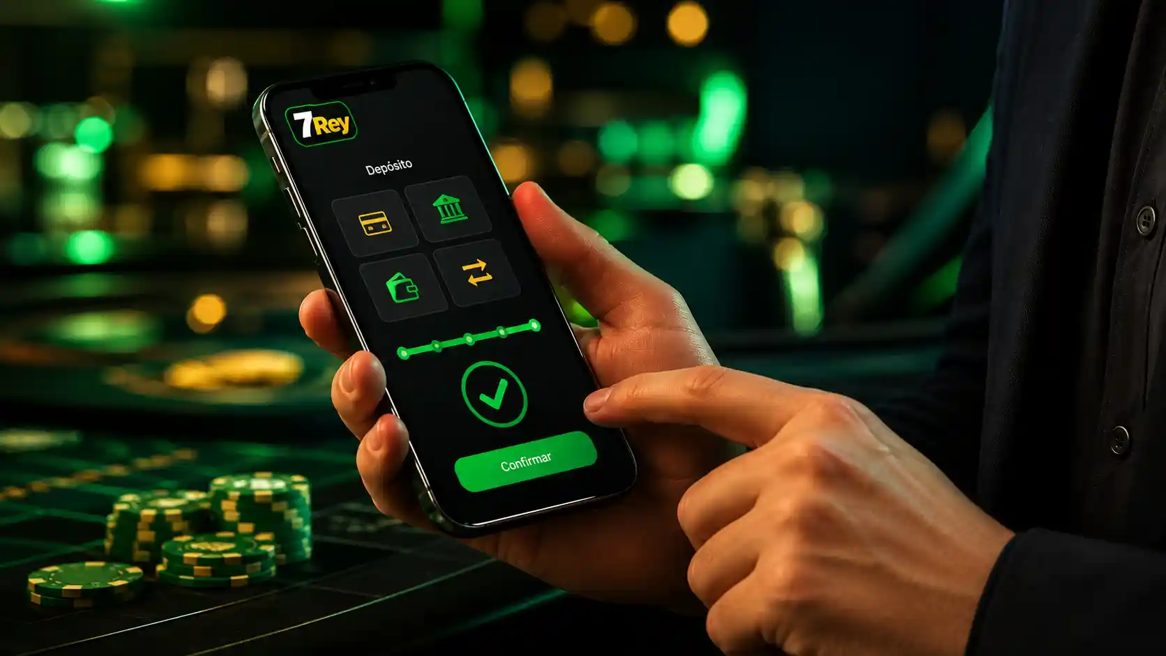 Usuario revisando opciones de depósito en una plataforma de apuestas desde un celular