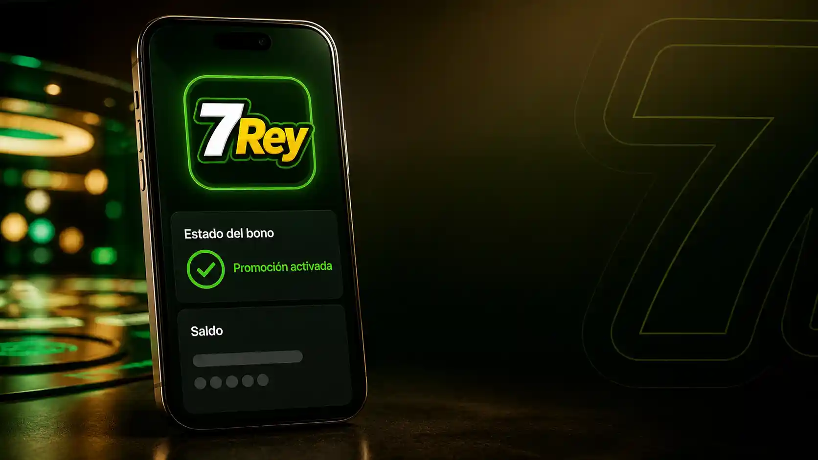 Panel de cuenta de 7Rey con el estado de una promoción de casino