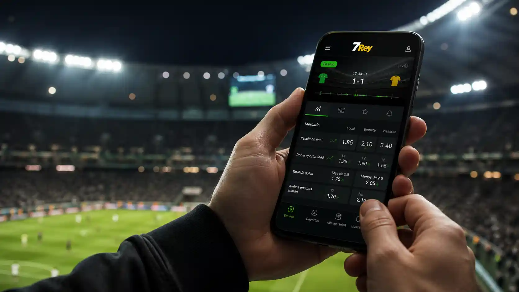 Usuario revisando cambios en los momios deportivos desde un celular
